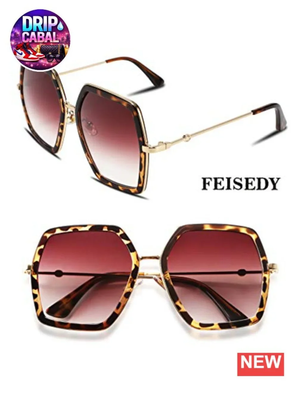 Oversized Hexagon Sunglasses UV400 Protection Geometric Fashion